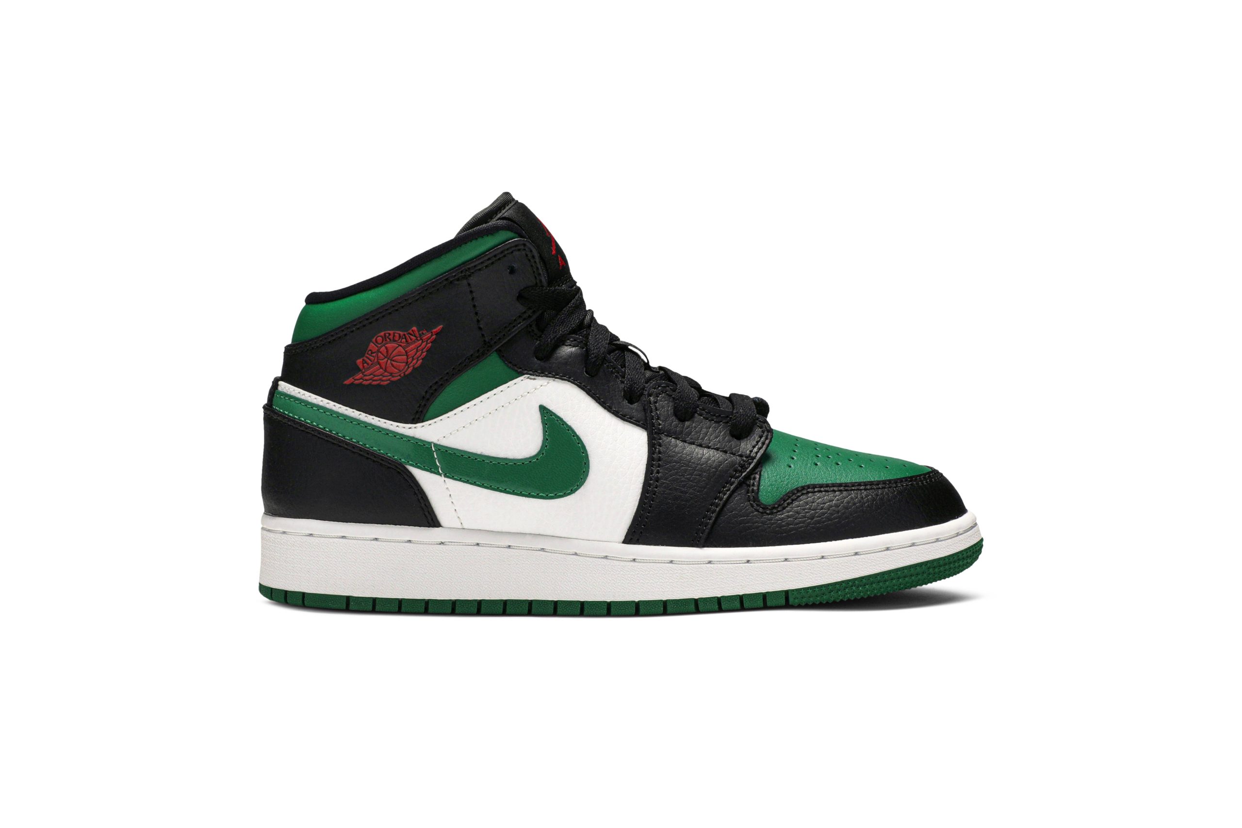 (Grade School) Air Jordan 1 Mid 'Black Pine Green' 554725-067-8