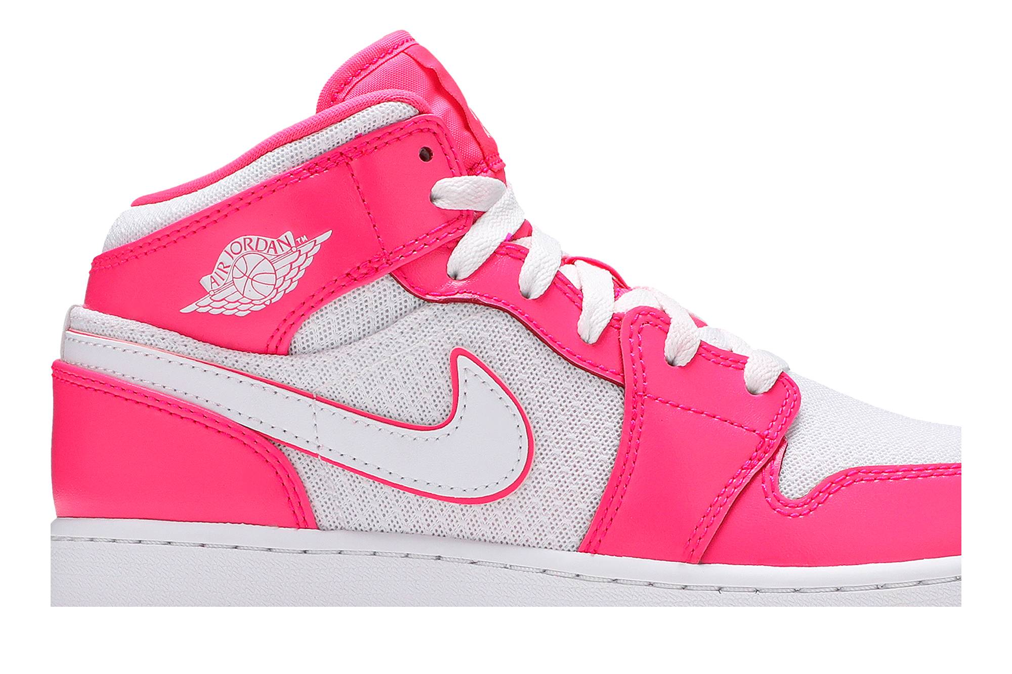 (Grade School) Air Jordan 1 Mid Hyper Pink White 555112-611-5