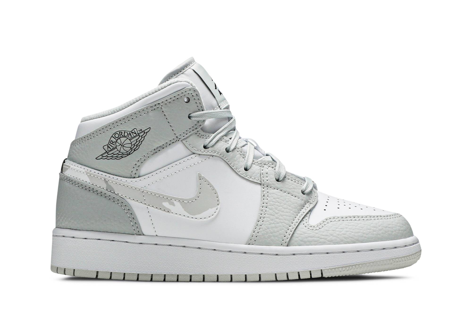 (Grade School) Air Jordan 1 Mid SE 'Swoosh Logo - Grey Camo' DD3235-100-8