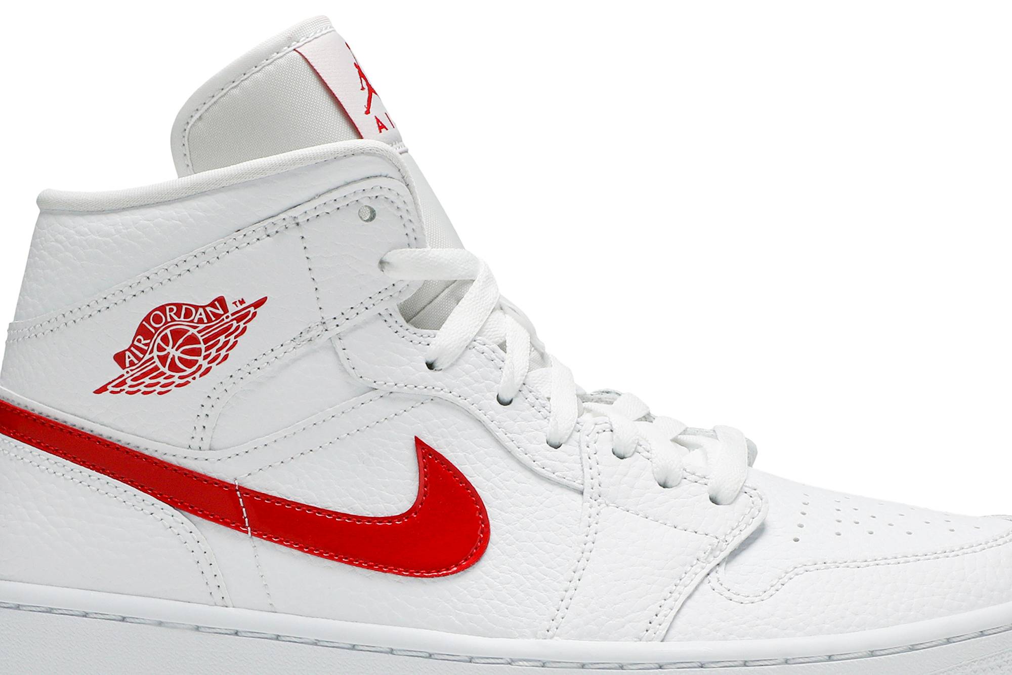 (Women) Air Jordan 1 Mid 'White University Red' BQ6472-106-2